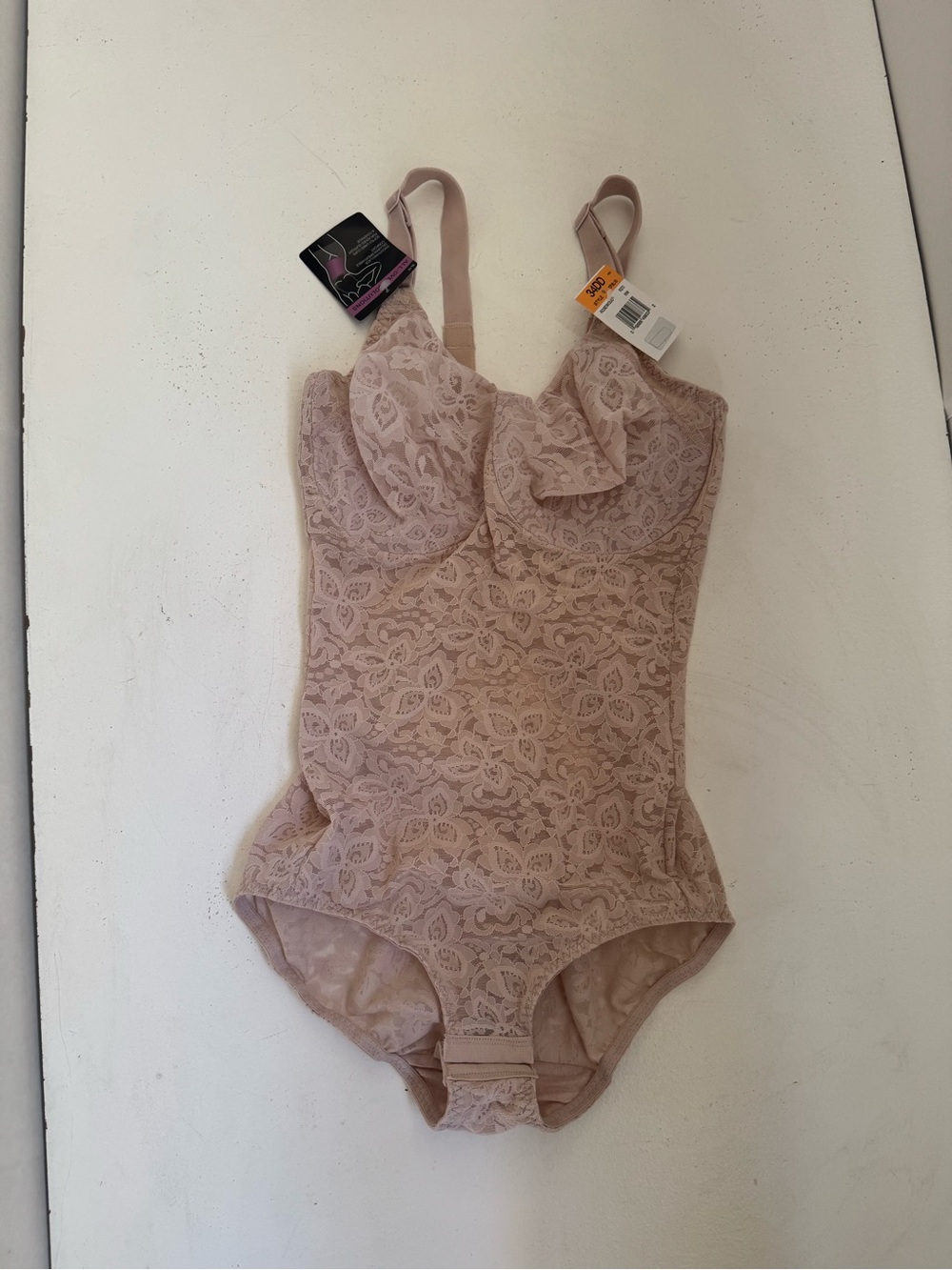 Bali Pink Lace N Smooth Firm Control Body Briefer 34DD